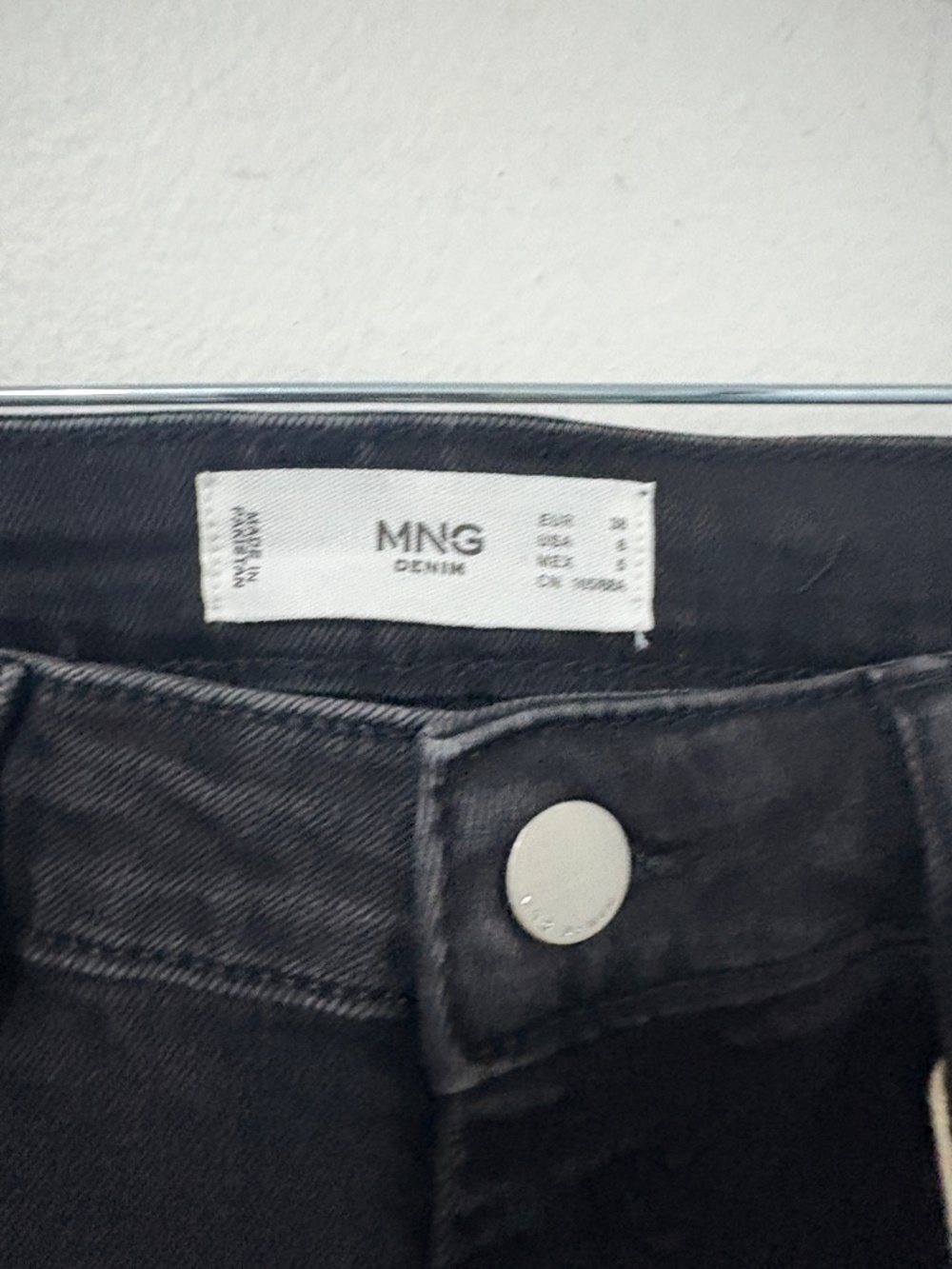 NWT Mango Black Slim Fit Jeans Rhinestone Side Stripe - size 6 - Picture 6 of 9